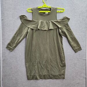 Torrid Women Dress 1 Green Ruffle Sweatshirts Cold Shoulder Long Sleeve